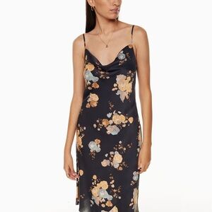 Aritzia Wilfred Floral Cowneck Slip Dress - light green